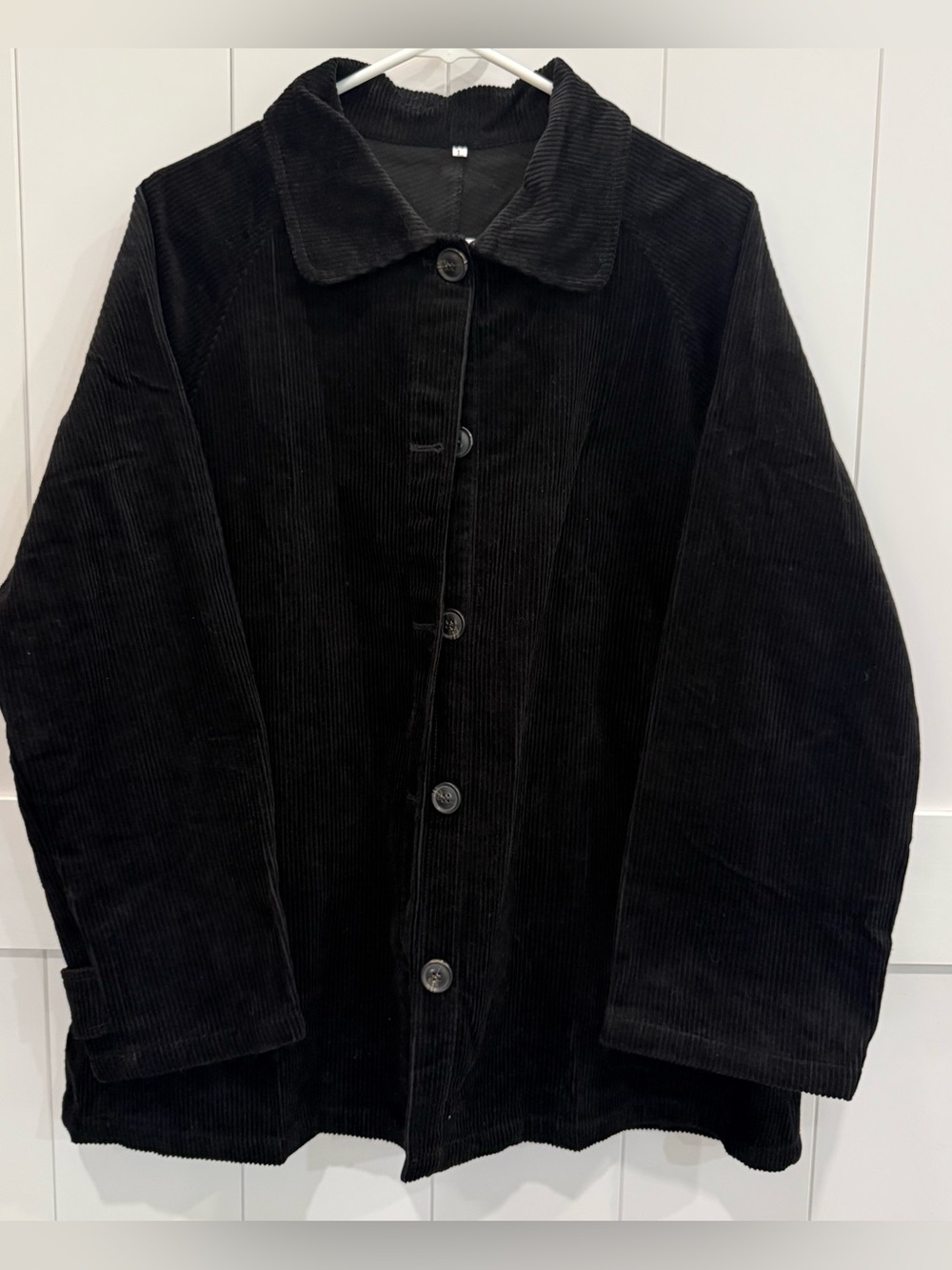 Black Corduroy Button Front Jacket L Coat Cottagecore